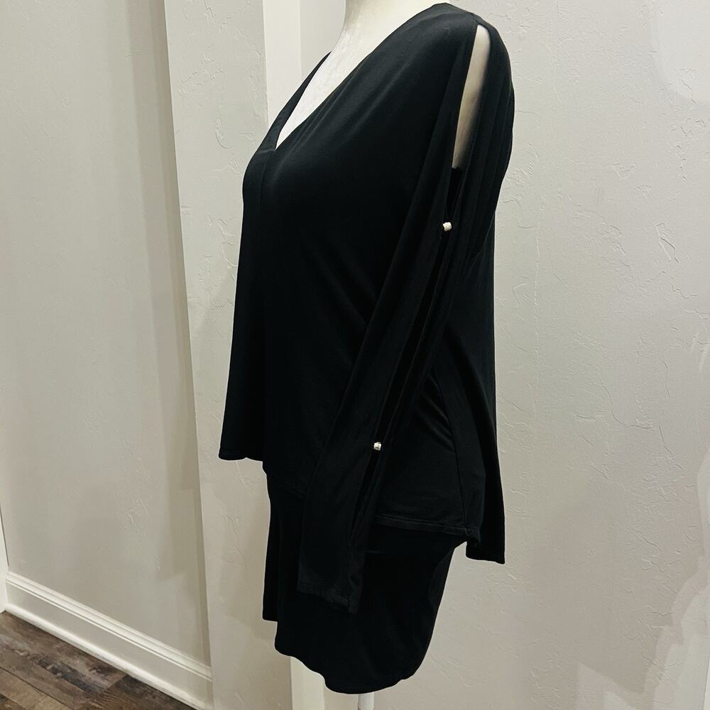 White House Black Market Blouse Women XS Black Long Sleeve Button Layered (A0126 - Picture 2 of 5